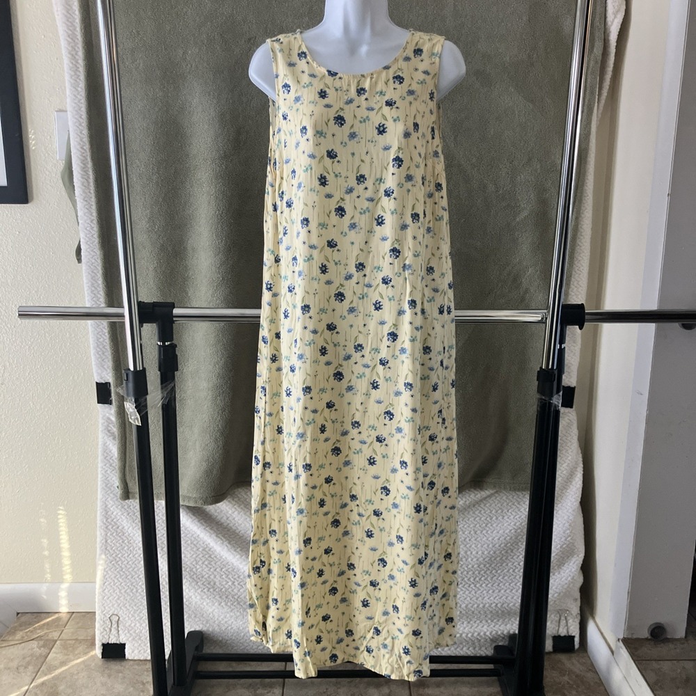 Vintage 90's Y2K Studio Ease Dress 8 Floral Rayon Boho Midi Sundress Cottagecore